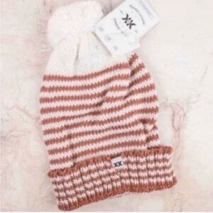 Krochet Kids Organic Fair Trade Pom Striped Metallic Beanie Hat